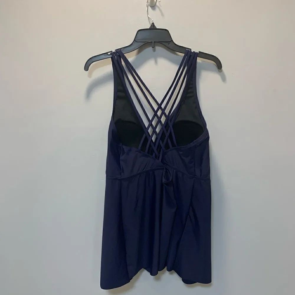 NWT Firpearl Plus Size Navy Bathing Suit for Women Flowy Tankini Top  sz…